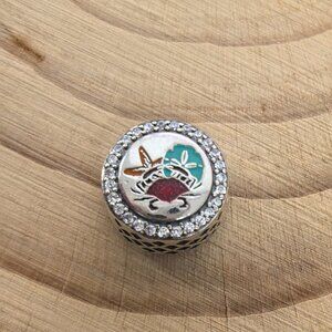 Pandora Caribbean Beach Island Country Button Charm, S925 Silver Jewelry